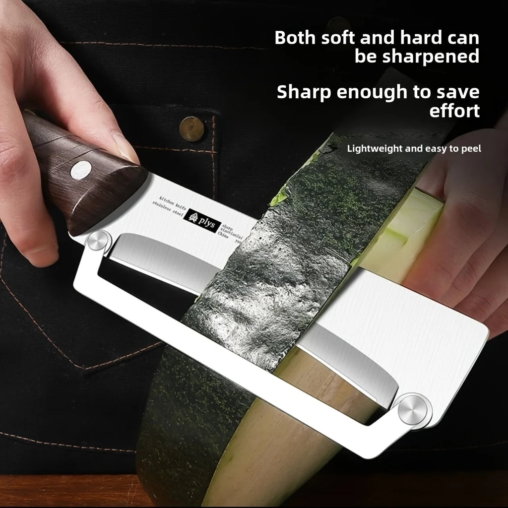 Stainless Steel Vegetable & Fruit Peeler – Wood-Style Handle, Sharp & Smooth