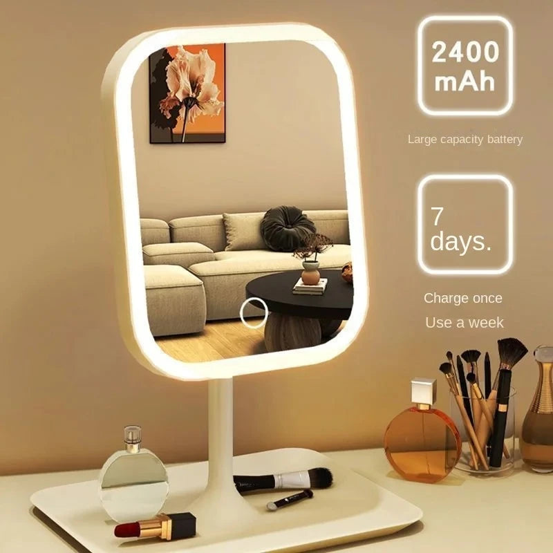 LED Vanity Makeup Mirror – 3-Color Lighting, Touch Control, Desktop Dressing Mirror