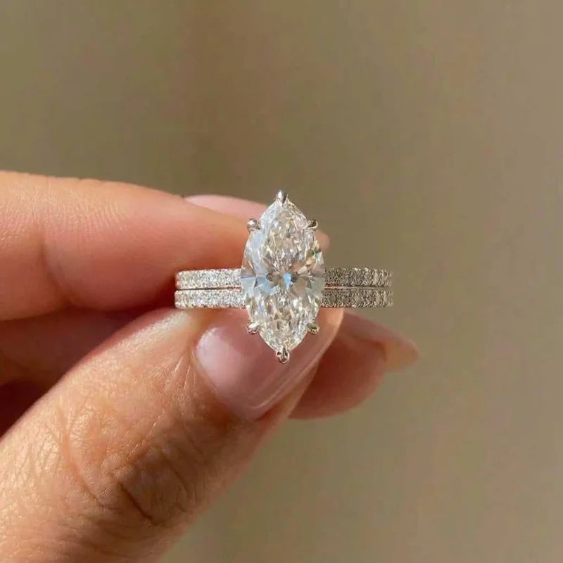 925 Sterling Silver Marquise Zircon Ring | Classic Fine Jewelry | Engagement & Wedding Gift for Women