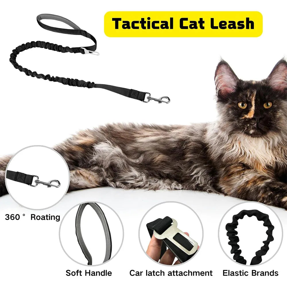 Tactical Cat & Dog Harness with Leash – Adjustable Soft Mesh Vest with Handle
