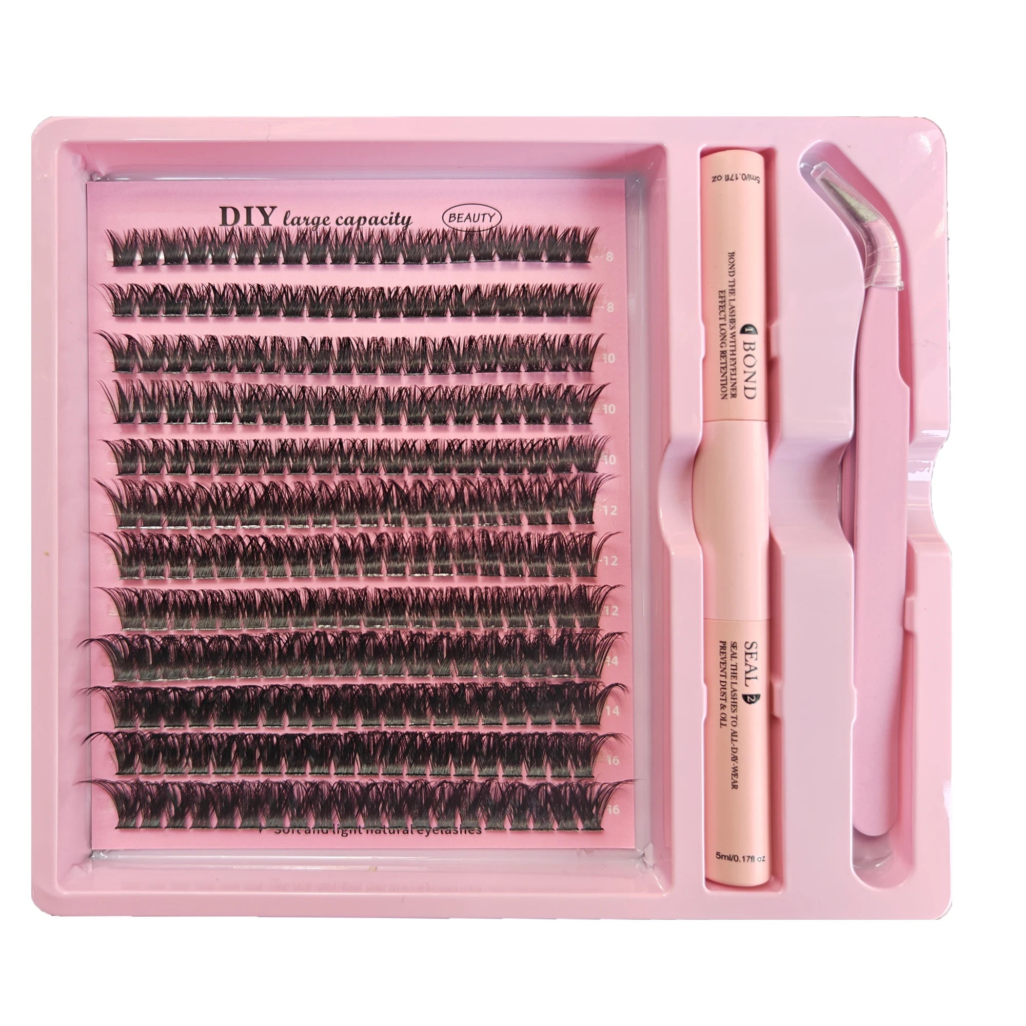 DIY Cluster Lash Kit – Individual Eyelash Extensions with Bond, Seal & Tweezers