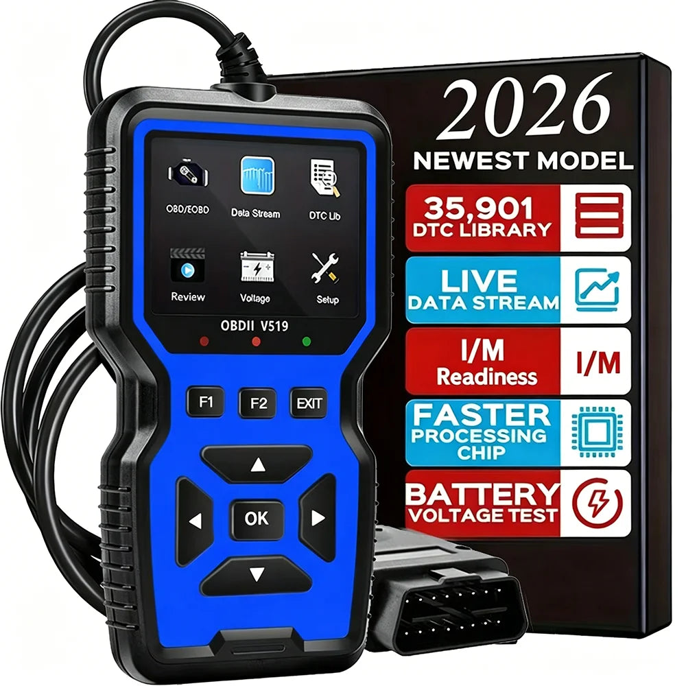 V519 OBD2 Car Diagnostic Scanner – USB Powered, Real-Time Data, Reads & Clears Engine Codes