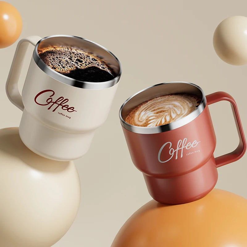 Stainless Steel Insulated Coffee Mug with Handle – Double Wall, Leak-Proof