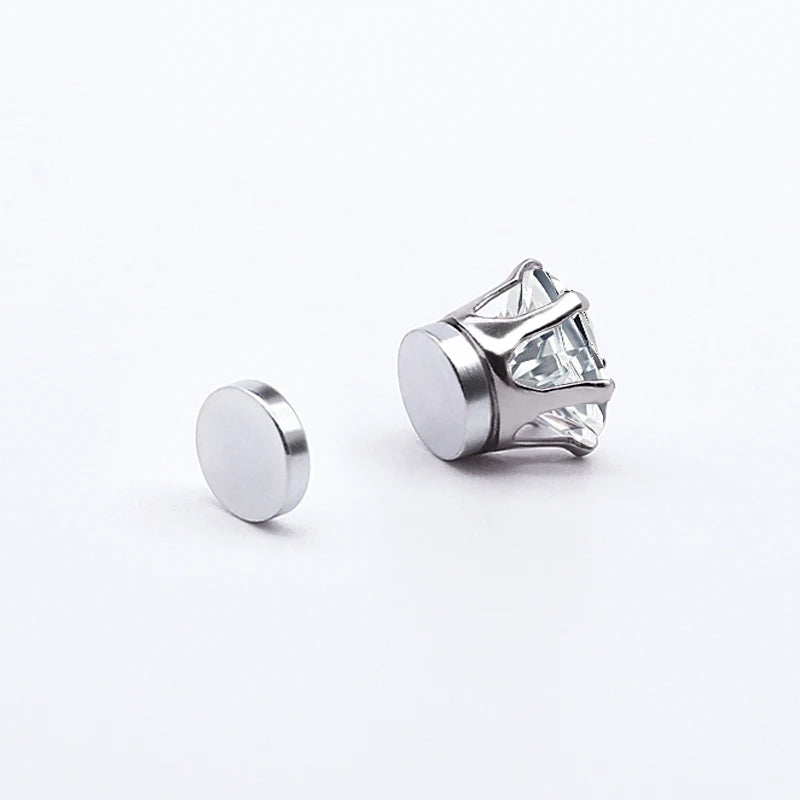 Magnetic Crystal Rhinestone Clip-On Stud Earrings – No Piercing, Unisex