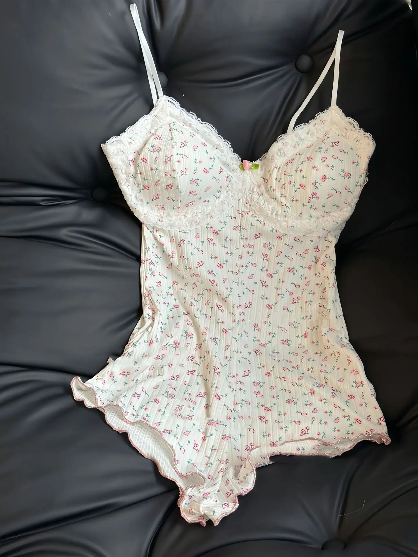 Women's Floral Print Spaghetti Strap Romper – Slim Fit Open Back Bodysuit