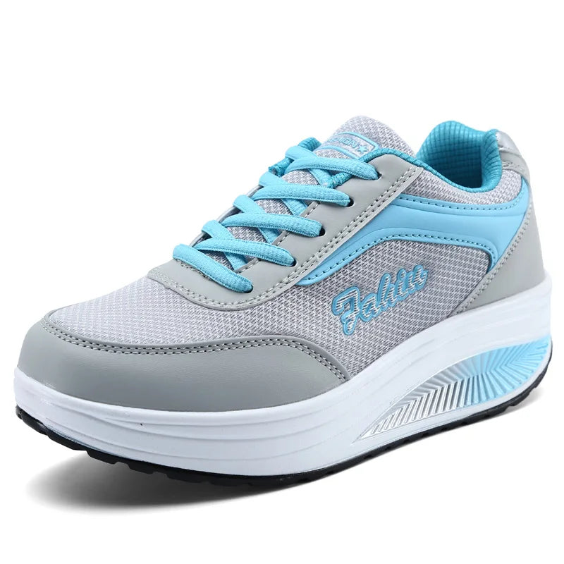 Women's Breathable Mesh Lace-Up Sneakers – Lightweight Cushioned Walking Shoes
