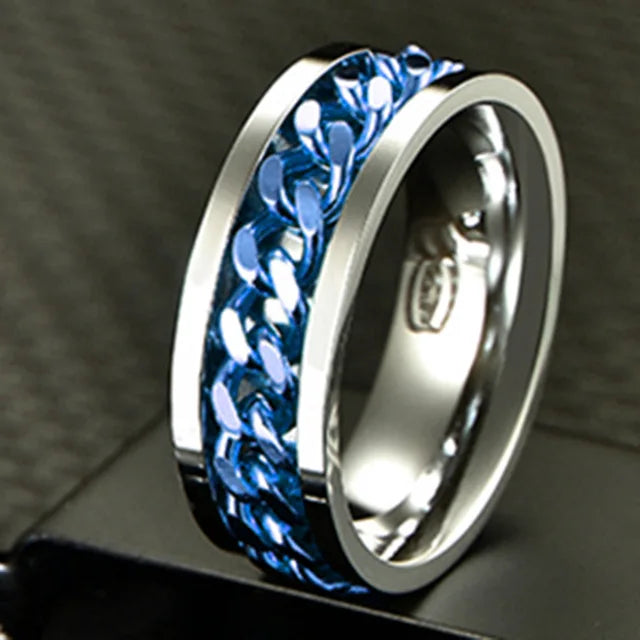 Anillo giratorio de acero inoxidable | Diseño punk de cadena giratoria | Unisex