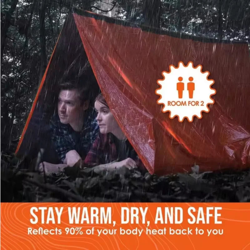2-Person Mylar Emergency Tube Tent – Reusable Survival Shelter, Waterproof & Windproof SOS Bivy