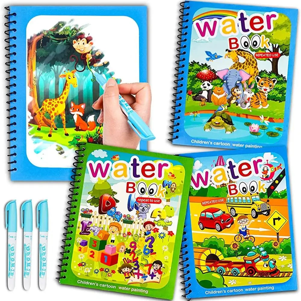 Magic Water Drawing Book – Reusable Montessori Coloring Book for Kids
