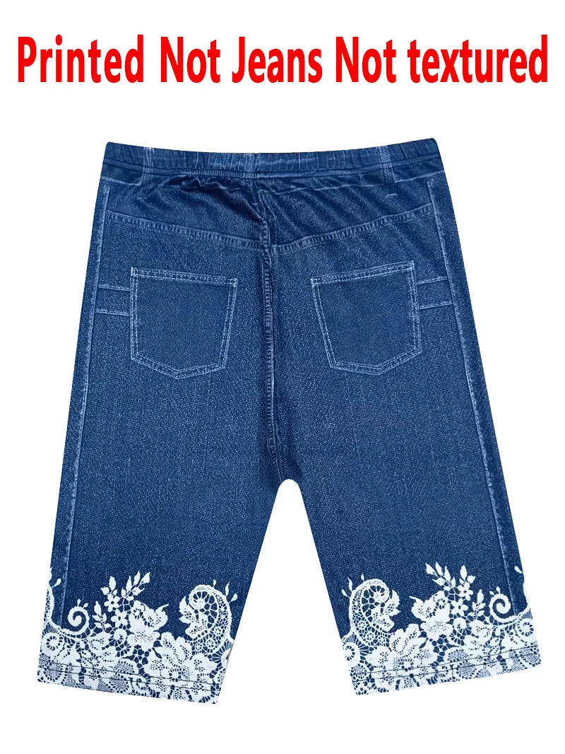Women's Floral Print Knee-Length Leggings