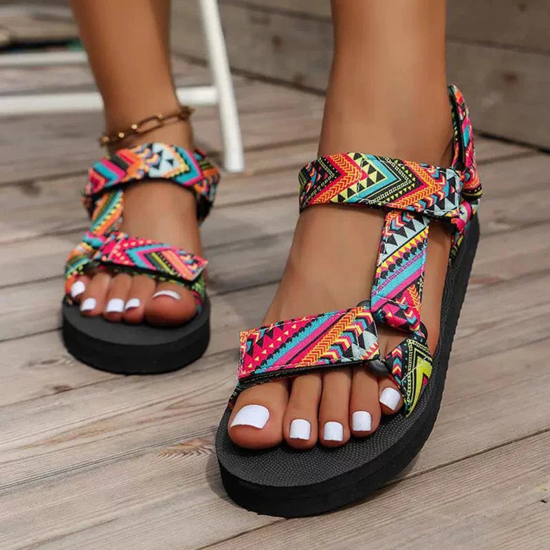 Women's Hemp Rope Beach Sandals – Flat Ankle-Wrap Summer Slides