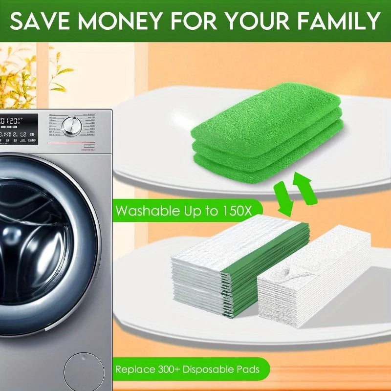 Reusable Microfiber Mop Pads – 4 Pack, High Absorption, Fits Most Standard Mops