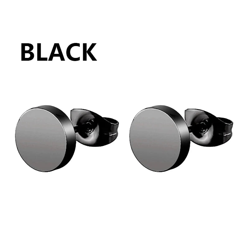 Pendientes de Aro y Botón de Acero Inoxidable Punk – Estilo Redondo y Cruzado Unisex