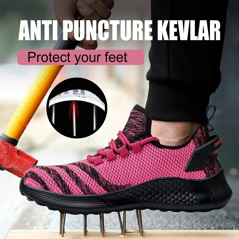 Women's Steel Toe Safety Sneaker – Colorful Knit Work Shoe