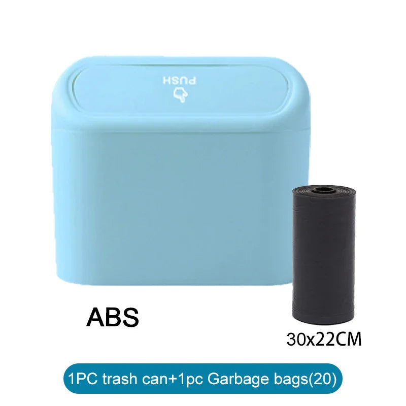 Car Trash Can with Lid – Mini Leak-Proof Bin with Garbage Bags
