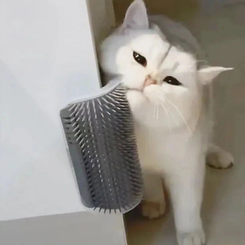 Cat Self-Groomer Brush & Massage Comb with Catnip – Corner Wall Scratcher for Kittens & Cats