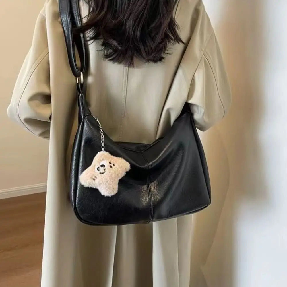 Slouchy PU Leather Hobo Bag — Retro Underarm Shoulder Tote for Women