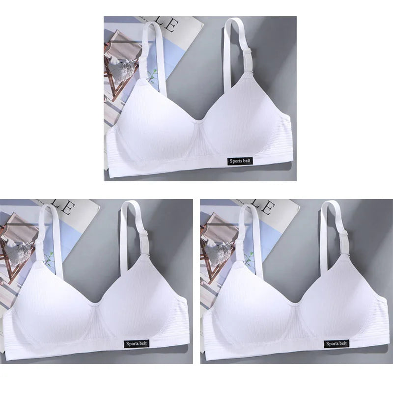 3-Pack Women's Wireless Bra – Seamless Thin Padded V-Shape Everyday Comfort Bra