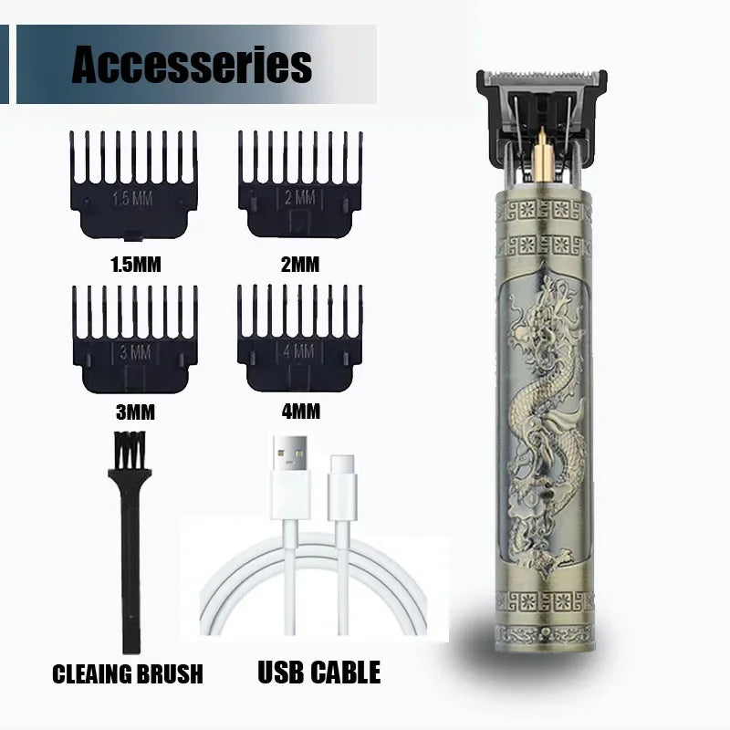 Professional USB Electric Hair Trimmer – 0mm Bald Fade, Cordless