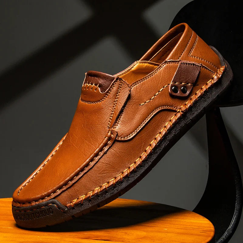 Men's Handmade Leather Loafers | Slip-On Casual Walking Shoes