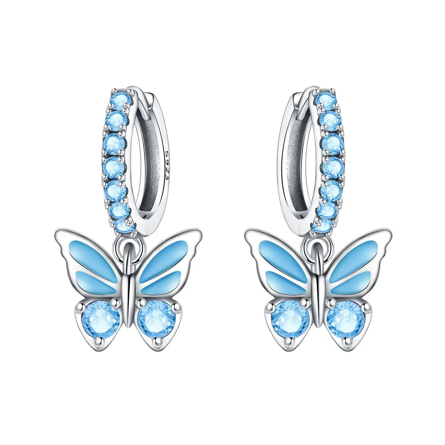 925 Sterling Silver Zircon Butterfly Drop Earrings – Women's Fine Jewelry