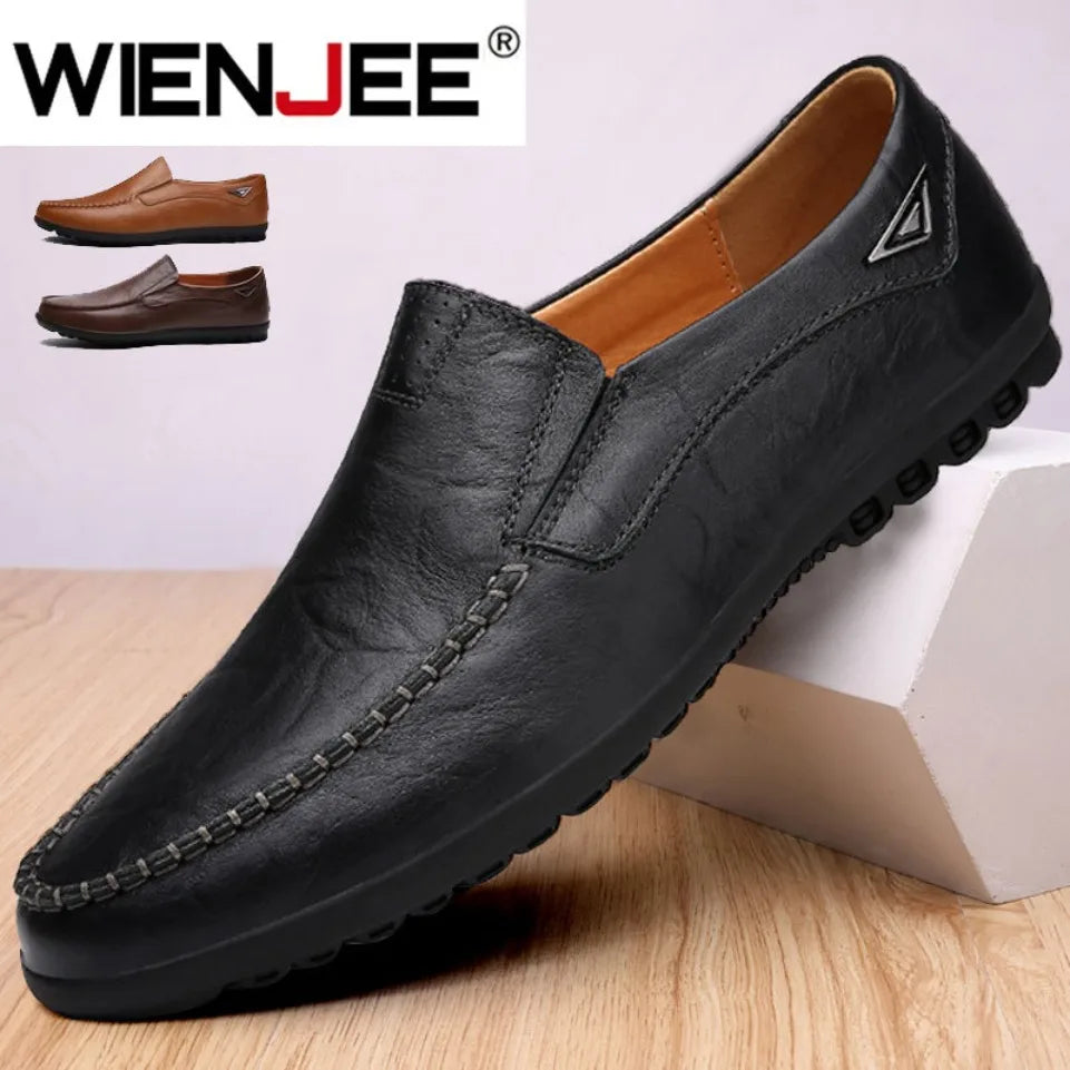 Men's Genuine Leather Loafers | Slip-On Moccasin Driving Shoes