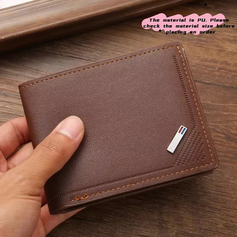 Men's Minimalist Foldable Wallet — Slim PU Leather Short Wallet