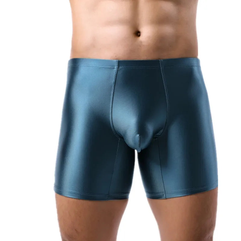 Men's Ice Silk Extended Leg Boxer Shorts – Slim Mid-Rise Underwear