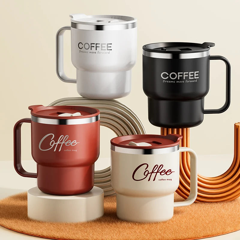 Stainless Steel Insulated Coffee Mug with Handle – Double Wall, Leak-Proof