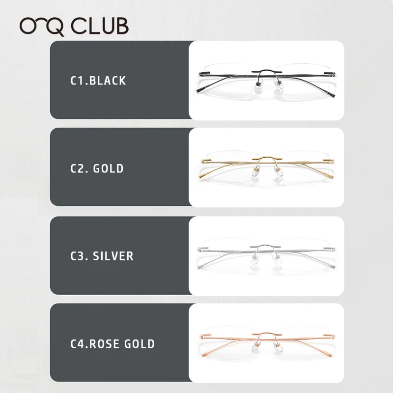 O-Q CLUB Ultra-Light Titanium Rimless Prescription Glasses | Unisex