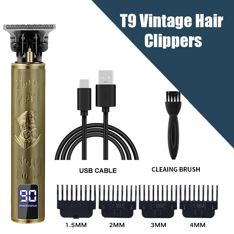 Professional USB Electric Hair Trimmer – 0mm Bald Fade, Cordless