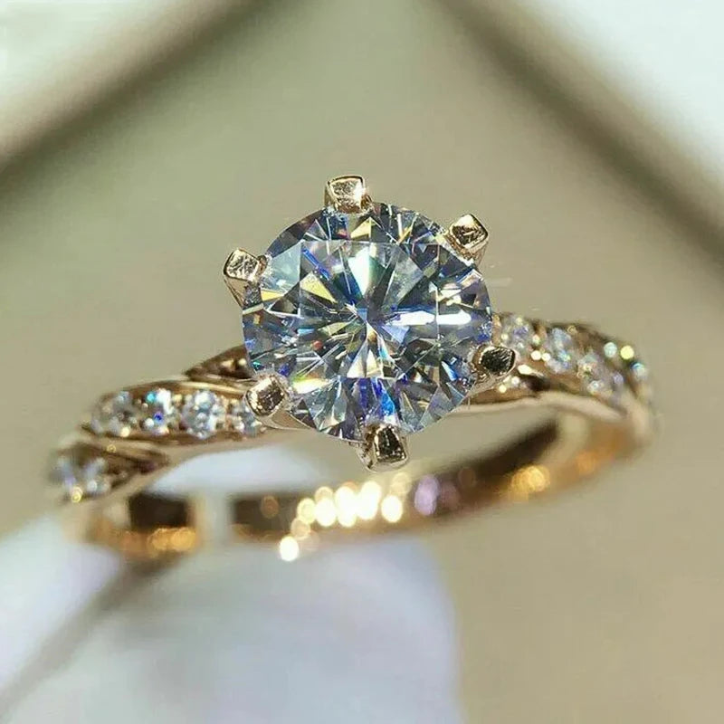 Huitan Classic 6-Claw Cubic Zirconia Ring for Women | Wedding & Engagement Band
