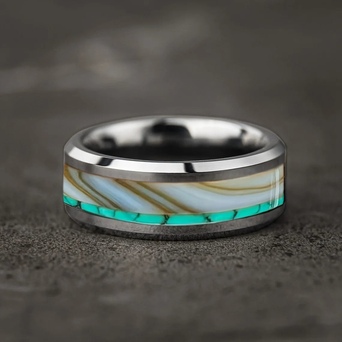 Anillo de acero inoxidable ciberpunk de 8 mm | Joyería gótica punk rockera para hombres y mujeres