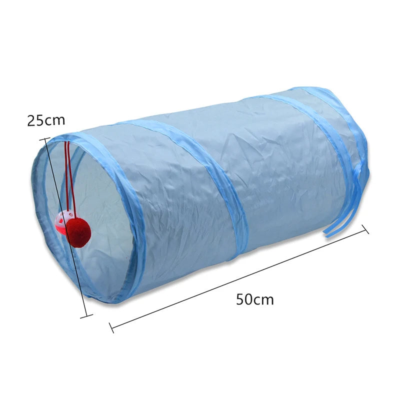 3-Way Foldable Cat Tunnel Tube Toy with Peep Hole – Interactive Kitten Play Tunnel