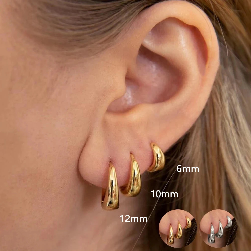 Minimalist Stainless Steel Huggie Hoop Earrings – 2pcs Gold & Silver