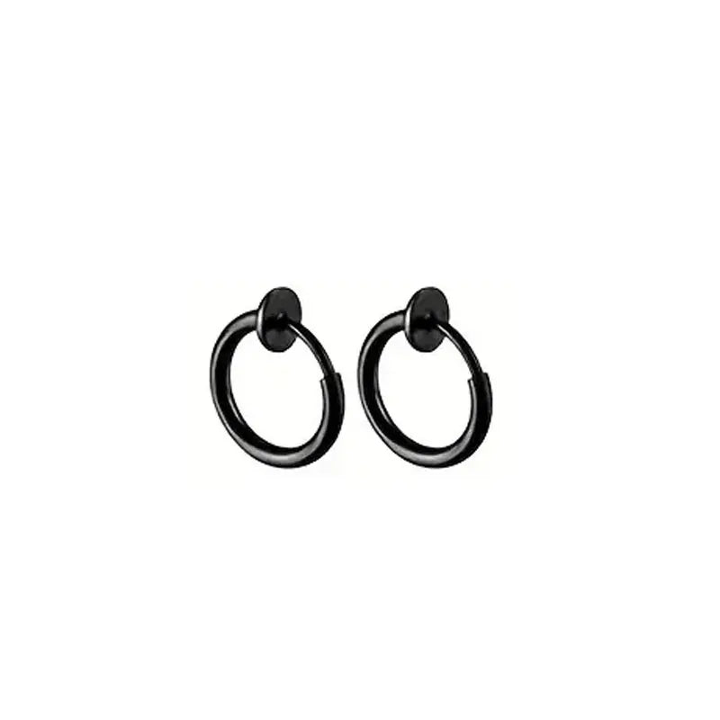 Punk Cross Magnetic Stainless Steel Stud Earrings – No Piercing Unisex