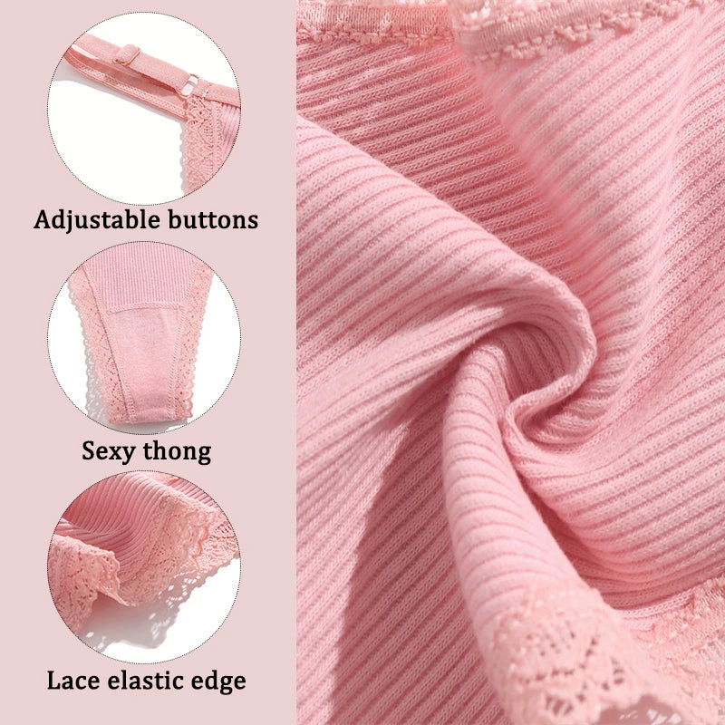 Women's 5-Pack Cotton G-String Thong Set | Low-Rise Adjustable Waist Underwear S-XL