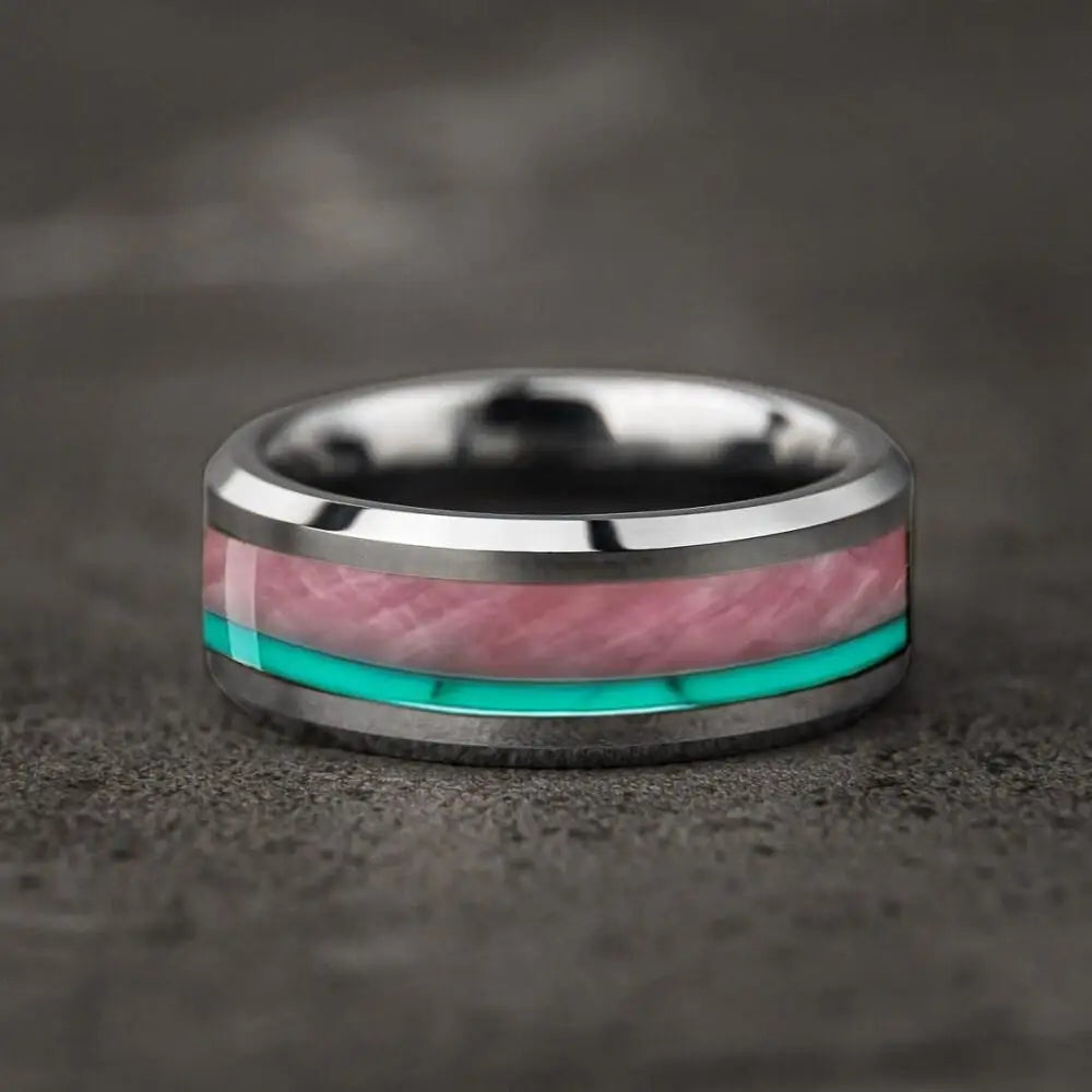 Anillo de acero inoxidable ciberpunk de 8 mm | Joyería gótica punk rockera para hombres y mujeres