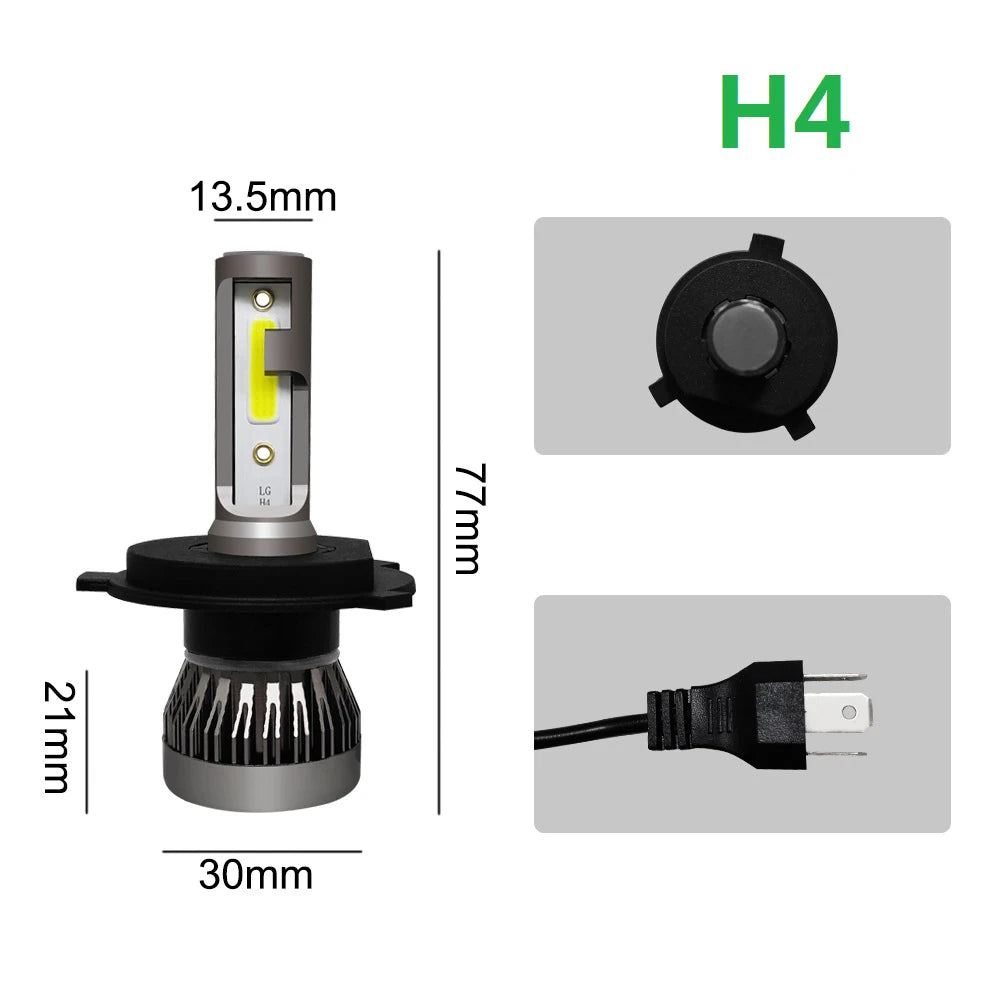 LED Car Headlight Bulbs (2-Pack) – 80W 20000LM | H1 H3 H4 H7 H8 H11 9005 9006 | 6000K–12000K