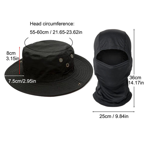 Juego de 2 unidades de sombrero de ala ancha y pasamontañas, conjunto mixto para hombre, gorra de sol, gorra Boonie para exteriores, senderismo, camping, pesca, sombrero para el sol, sombrero de pescador