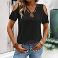 Women's Hollow Out Blouse - Off Shoulder Cross V-Neck (S-XXL)