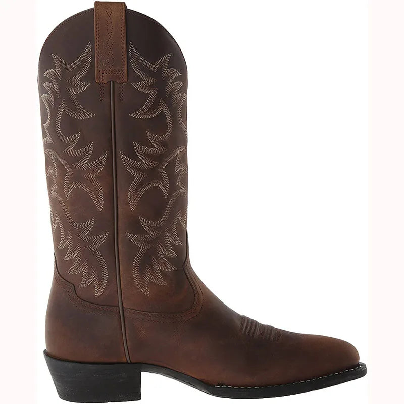 Men's Western Motorcycle Boots – Totem Print Mid-Calf Slip-On