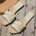 Women's Roman Flat Sandals – Woven PU Slip-On Summer Shoes