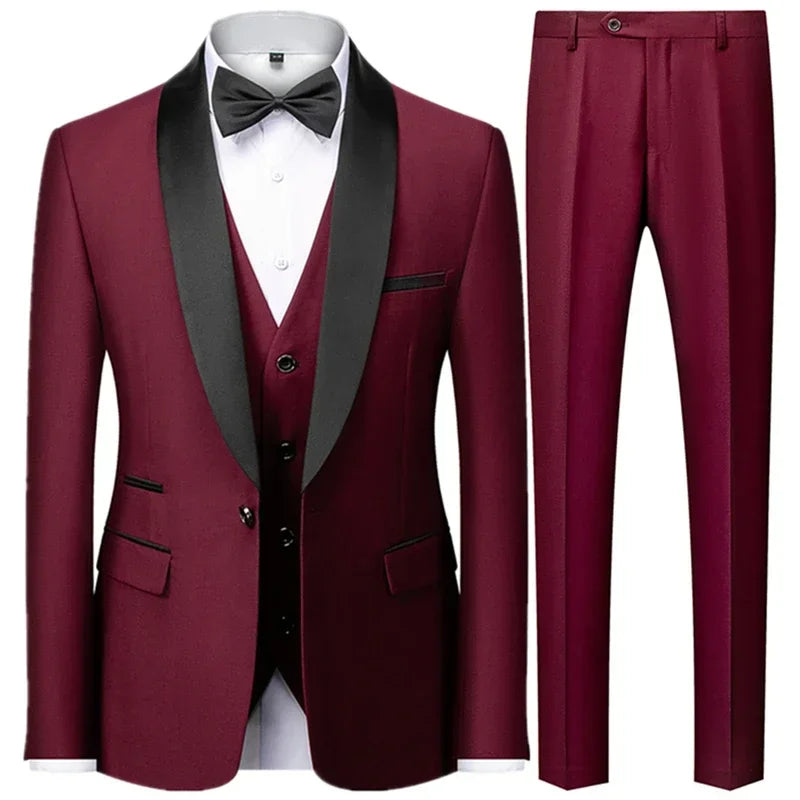 Men's 3-Piece Slim Fit Suit - Blazer, Vest & Pants (XXS-XXXL)