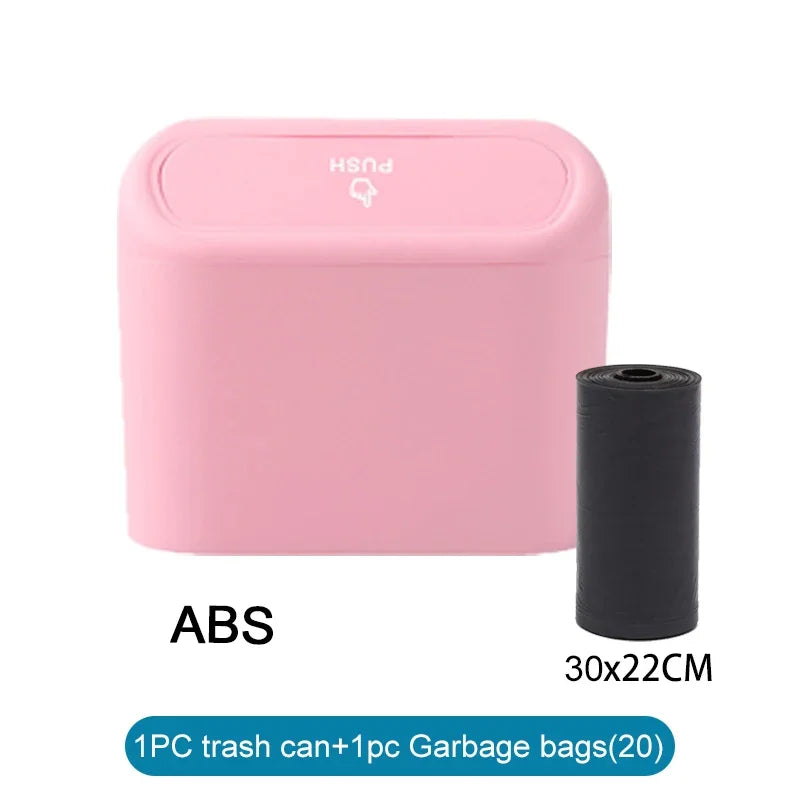 Car Trash Can with Lid – Mini Leak-Proof Bin with Garbage Bags