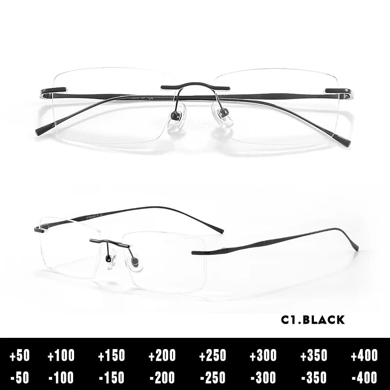 O-Q CLUB Ultra-Light Titanium Rimless Prescription Glasses | Unisex