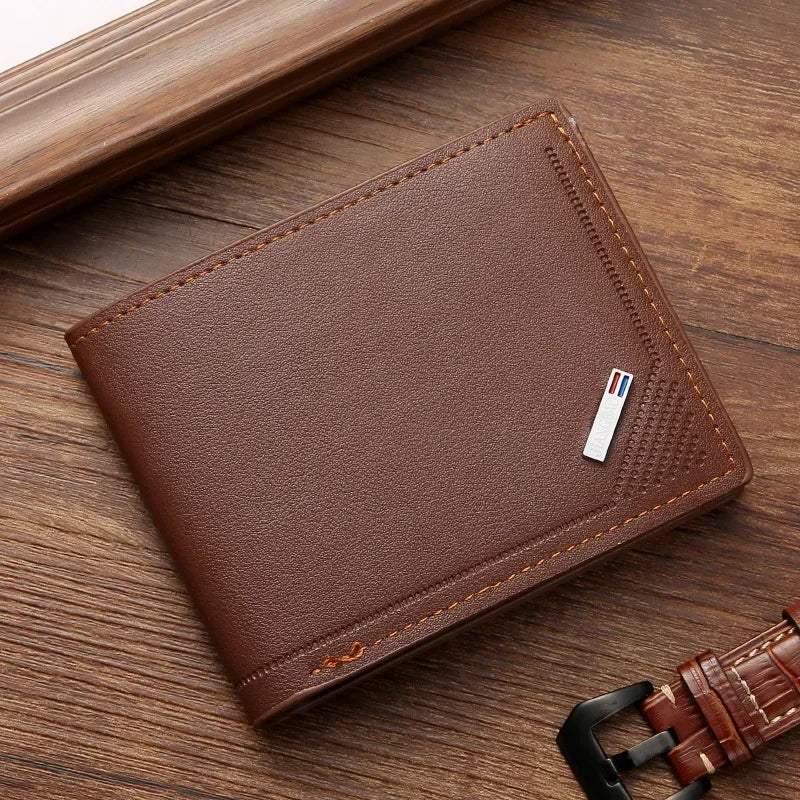 Men's Minimalist Foldable Wallet — Slim PU Leather Short Wallet