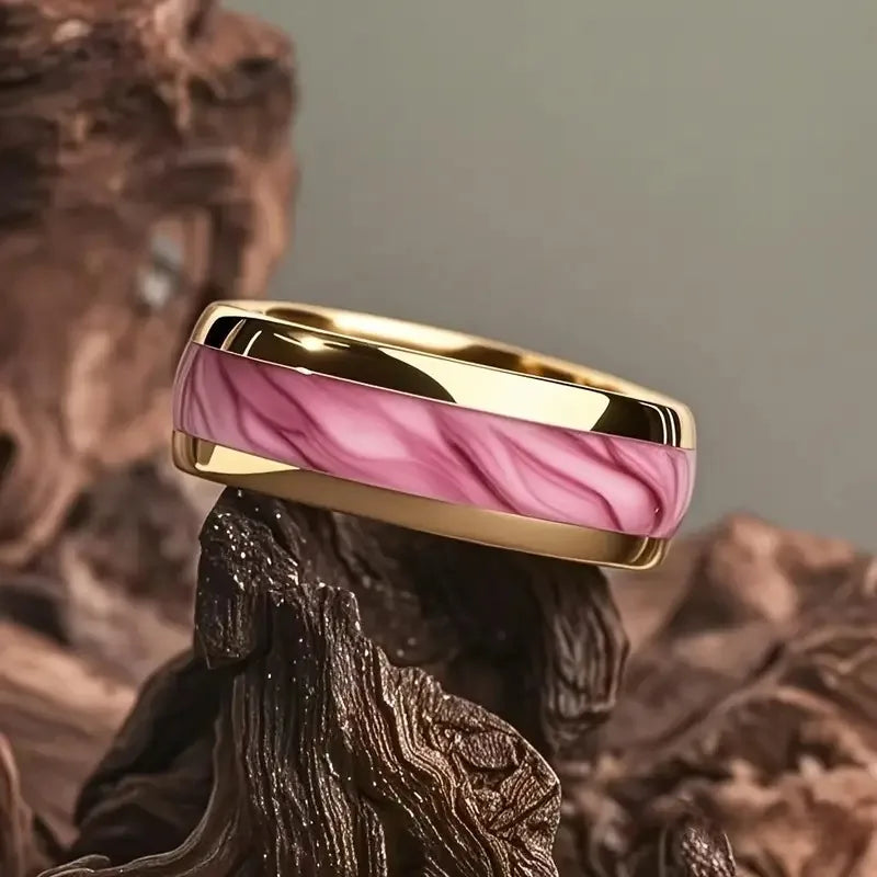 Anillo de acero inoxidable ciberpunk de 8 mm | Joyería gótica punk rockera para hombres y mujeres