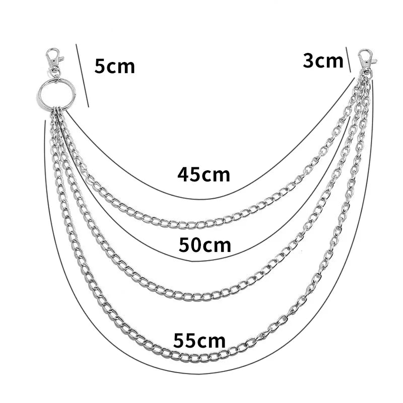 Cadena metálica para cinturón, hip hop, rock, punk, gancho para pantalones, eslabón de cintura, cadena metálica para cartera, llavero, clip para llavero, joyería