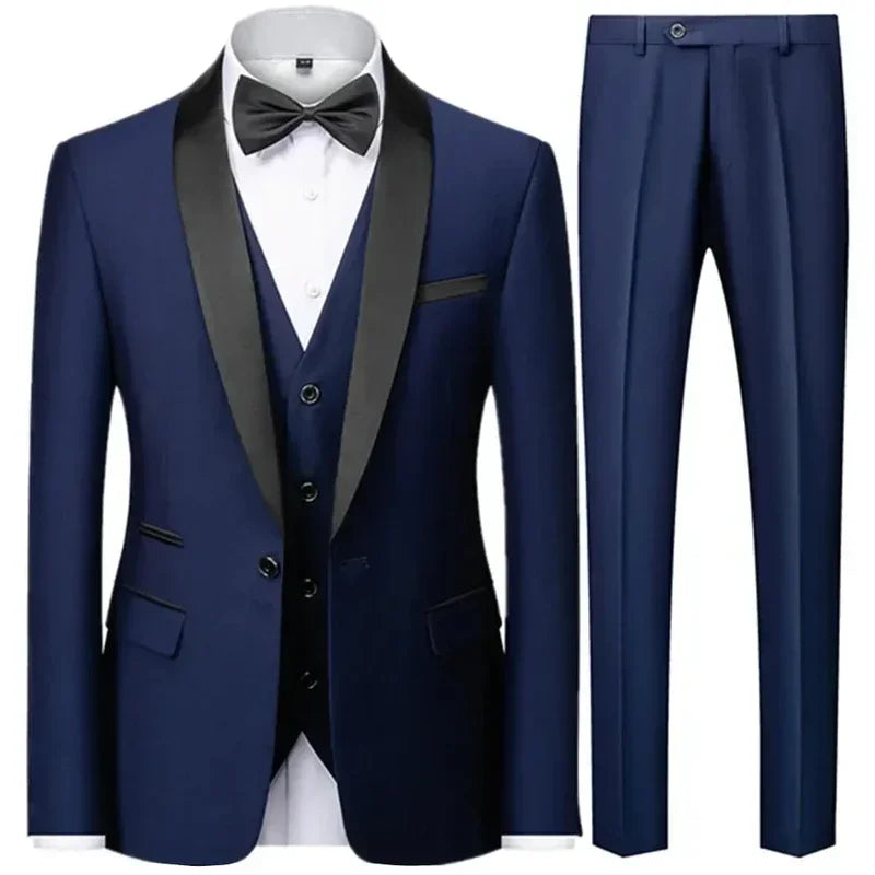 Men's 3-Piece Slim Fit Suit - Blazer, Vest & Pants (XXS-XXXL)